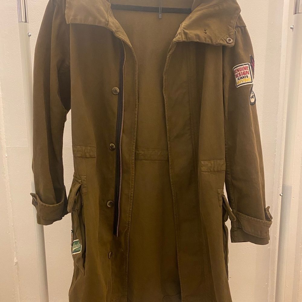 Zara Basic Denim Patch Utility Jacket Midi Zip Up… - image 7